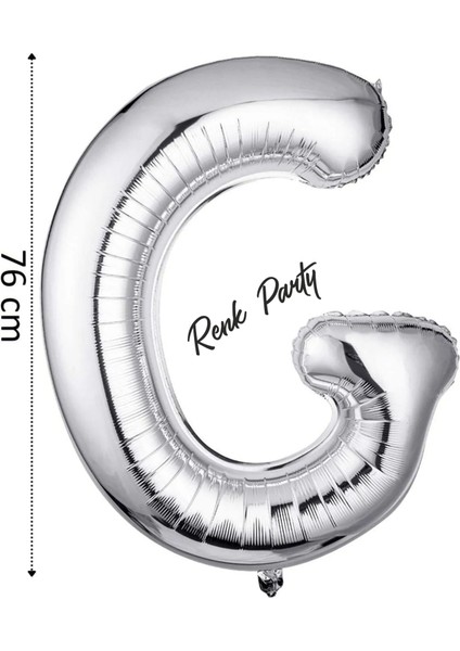 Folyo Balon G Harfi Helyum Balon 76 cm Gümüş Renk - G Harf Balon - Harf Folyo Balon - 34 Inch