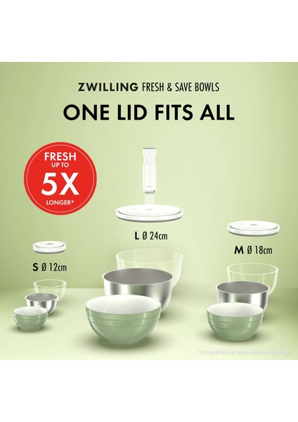 Zwıllıng Fresh & Save Bowls Vacuum Bowl Set S/m/l / 6-Parça, Paslanmaz Çelik, Gümüş Beyazı fırsatları