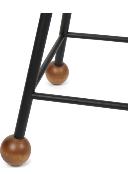 Tabure Ahşap Siyah Metal Ayaklı – 55CM