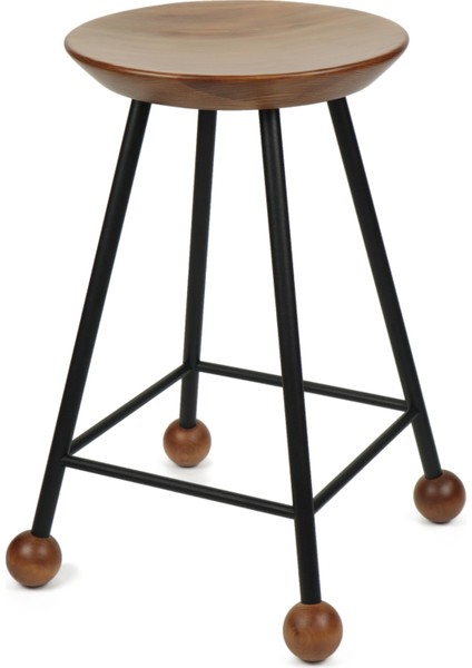 Tabure Ahşap Siyah Metal Ayaklı – 55CM