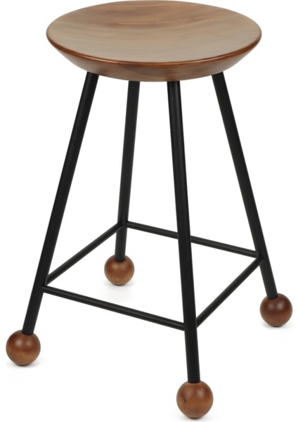 Tabure Ahşap Siyah Metal Ayaklı – 55CM