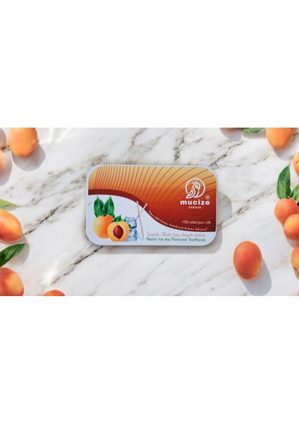 Şeftali-Buzlu Çay Aromalı Kürdan Metal Kutu Meyve Tatlarında Nefes Ferahlığı