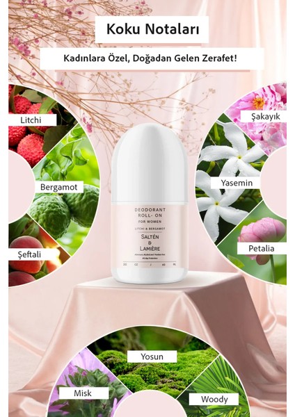 Koltuk Altı Roll On Terleme ve Koku Önleyici Doğal Beyazlatıcı Etkili Kadın Deodorant 60 ml
