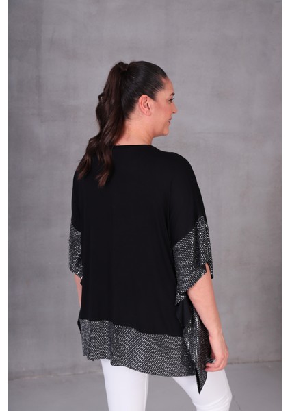 Kadın Büyük Beden Payetli Tasarım Siyah Bluz fırsatları