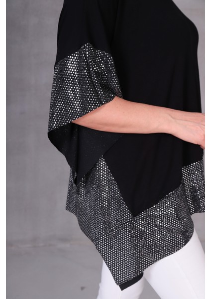 Kadın Büyük Beden Payetli Tasarım Siyah Bluz indirimleri