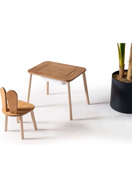 Montessori Bunny Sandalye ve Tek Hazneli Aktivite Masası