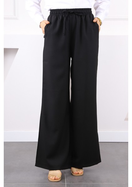 Siyah Bel Lastikli Palazzo Pantolon fiyatları