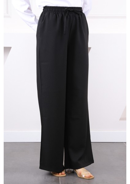Siyah Bel Lastikli Palazzo Pantolon modelleri