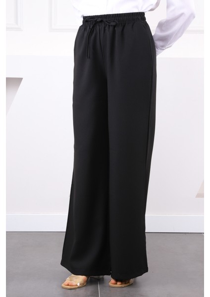 Siyah Bel Lastikli Palazzo Pantolon fırsatları
