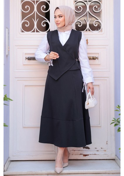 Siyah Tesettür Etekli Ikili Takım 75471S