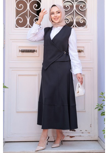 Siyah Tesettür Etekli Ikili Takım 75471S fırsatları