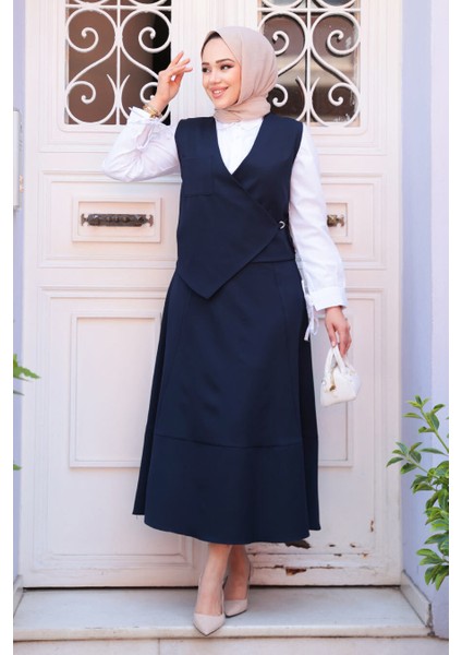 Lacivert Tesettür Etekli Ikili Takım 75471L modelleri