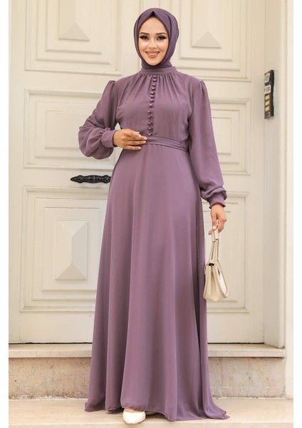 Düğme Detaylı Gül Kurusu Tesettür Elbise 2703GK fiyatları