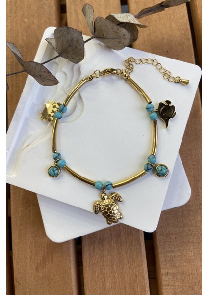 Çelik Kaplumbağa Sallantılı Bileklik 17+5 cm Çelik