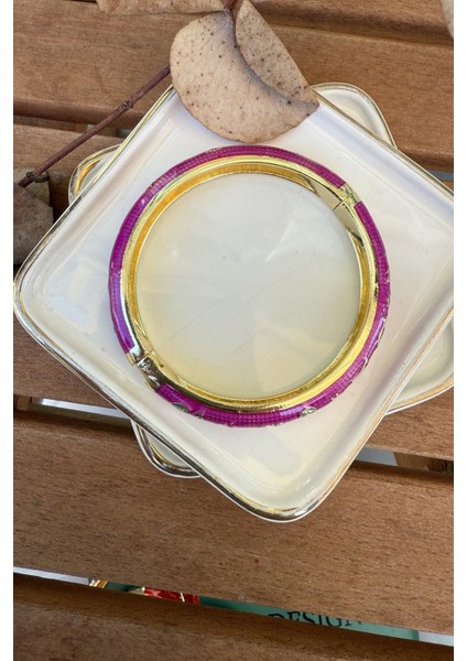 Mineli 14K Altın Kaplama Fuşya Çiçekli Bilezik 6cm fiyatları
