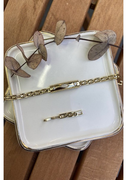 Çelik Plaka Üzeri Göz Motifli Bileklik 16+3cm fiyatları