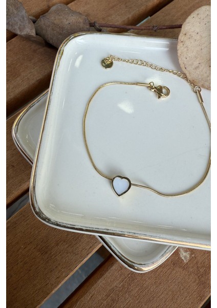 Çelik Yılan Zincirde Minimal Kalp Bileklik 17+5cm fiyatları