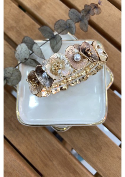 14K Altın Kaplama Floral Serisi Bilezik