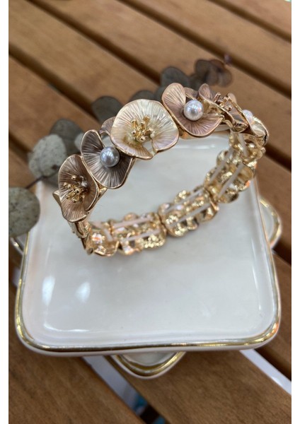 14K Altın Kaplama Floral Serisi Bilezik fiyatları