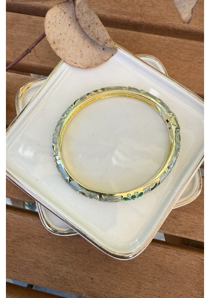 14K Altın Kaplama Ince Mineli Yeşil Bilezik 5.7cm fiyatları