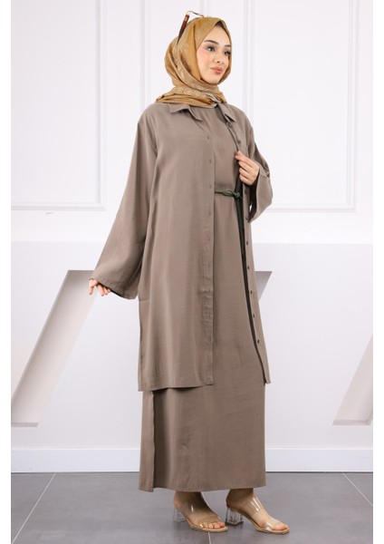 Haki Beli Ipli Tunik Elbise Kombin Takım fiyatları