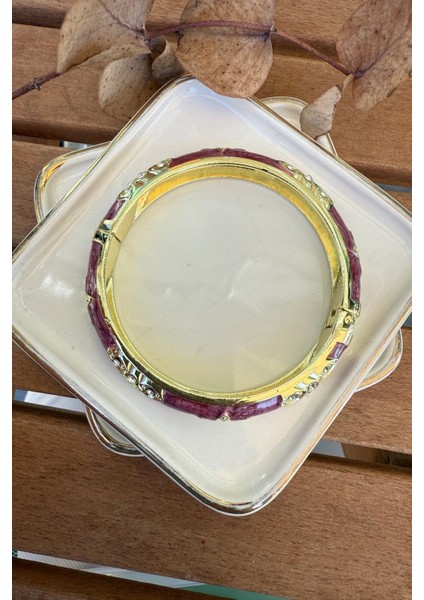 Mineli 14K Altın Kaplama Fuşya Çiçekli Bilezik 6cm fiyatları