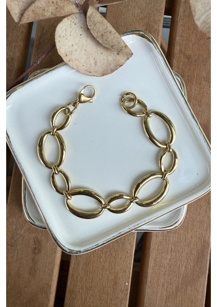 Çelik Büyük Halkalar Bileklik 18CM