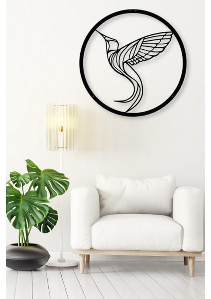 Sinek Kuşu Dekoratif Siyah Metal Tablo 45X45CM