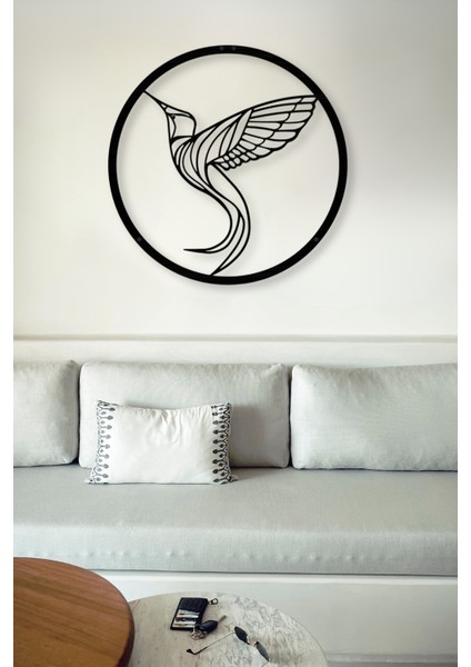 Sinek Kuşu Dekoratif Siyah Metal Tablo 45X45CM