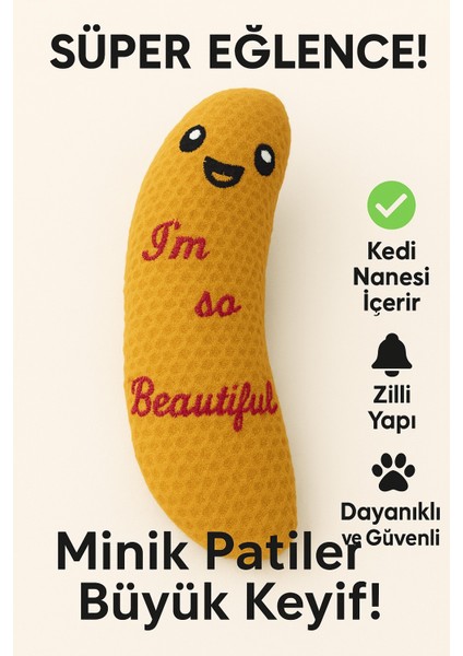 Kedi Oyuncağı Peluş Catnip ve Zilli Interaktif Oyuncak, Oyun Arkadaşı
