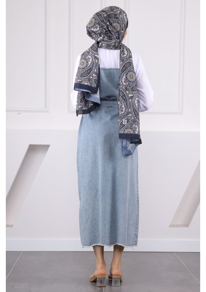 Mavi Gömlek Garnili Düğmeli Kot Elbise modelleri