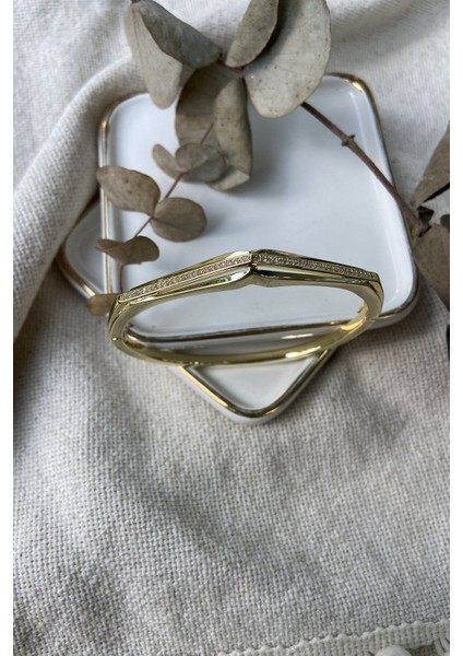 14K Altın Kaplama Çıkıntılı Geometrik Bilezik Gold