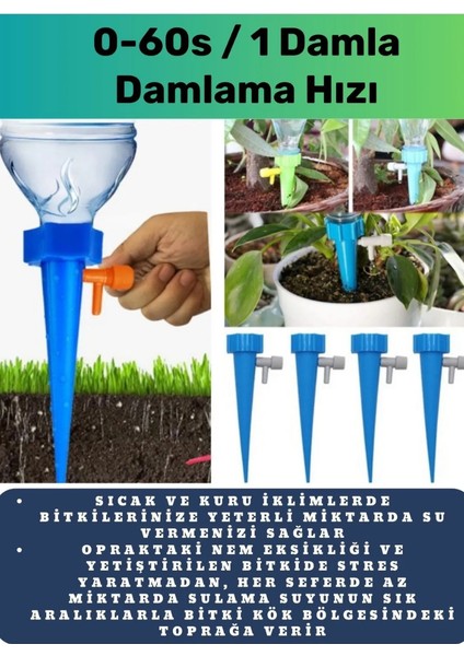 Ankaflex 10 Adet - 1,5 Litrelik Şişelere Uyumlu Çiçek Saksı Sulama Aparatı Ayar Vanalı Otomatik Damlama Sistemi