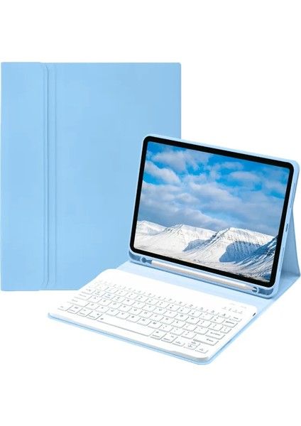 Ipad Pro 11 (2022) Kılıf KC01 Smart Klavyeli Tablet Kılıfı - Açık Mavi Nrmsa