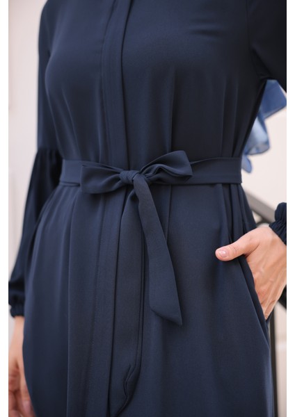 Eteği Fırfırlı Krep Kumaş Ferace modelleri