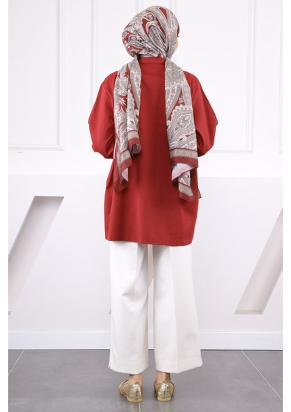 Bordo Ön Bağlamalı Kimono
