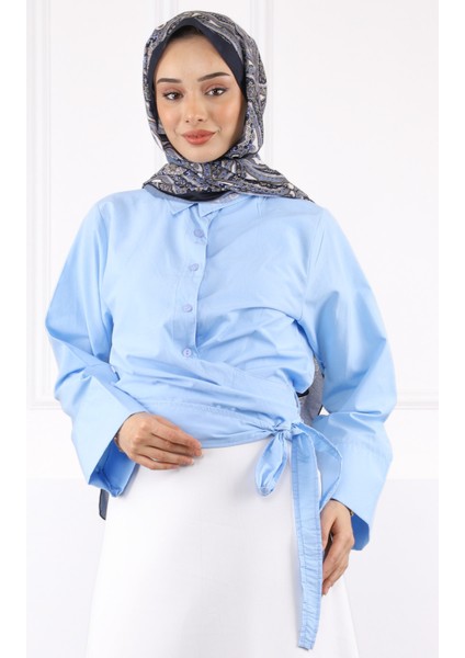 Bebe Mavi Bel Bağlamalı Gömlek modelleri