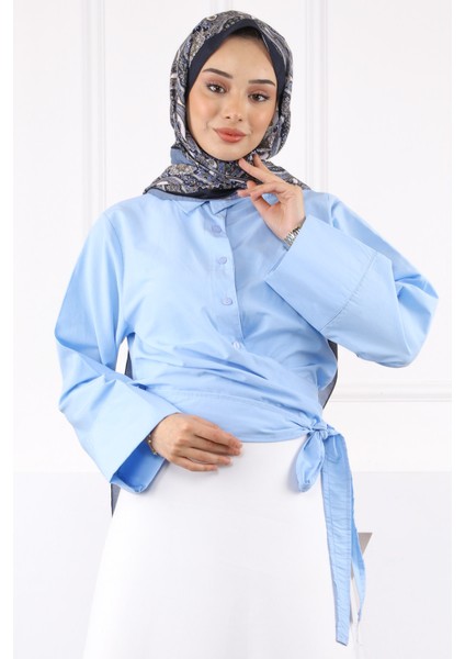 Bebe Mavi Bel Bağlamalı Gömlek fırsatları