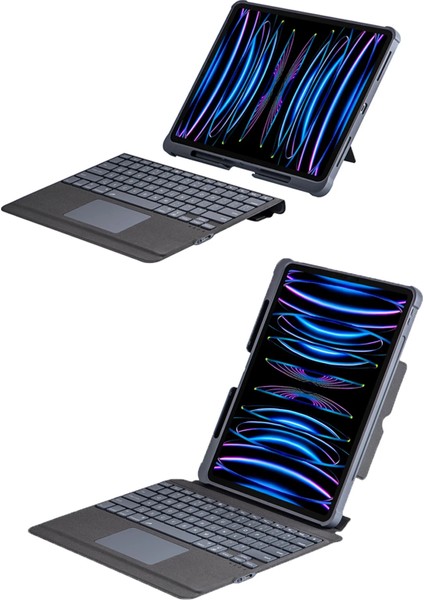 T5509D Ipad Pro 12.9 (2022) Kılıf Palermo Ledli Klavyeli Standlı Tablet Kılıfı - Siyah Nrmsa