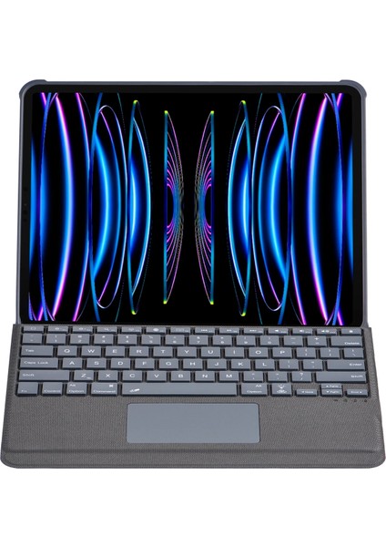 T5509D Ipad Pro 12.9 (2022) Kılıf Palermo Ledli Klavyeli Standlı Tablet Kılıfı - Siyah Nrmsa