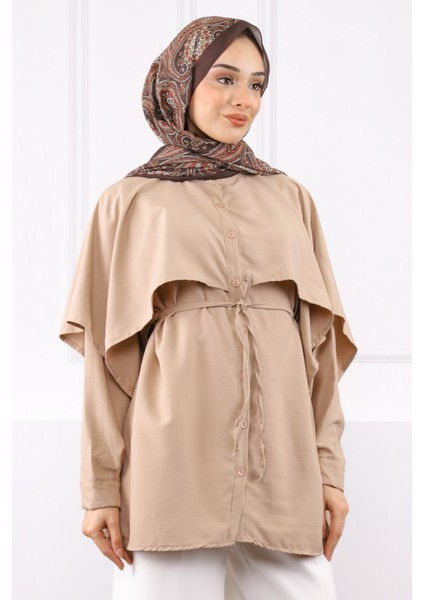 Vizon Pelerin Detaylı Hakim Yaka Gömlek