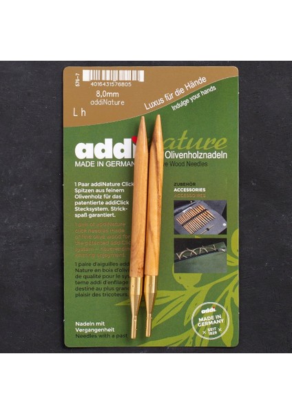 Addi Nature Olive Wood Click 8 mm 13 cm Misinalı Şiş