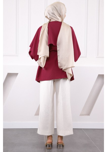 Bordo Pelerin Detaylı Hakim Yaka Gömlek fırsatları