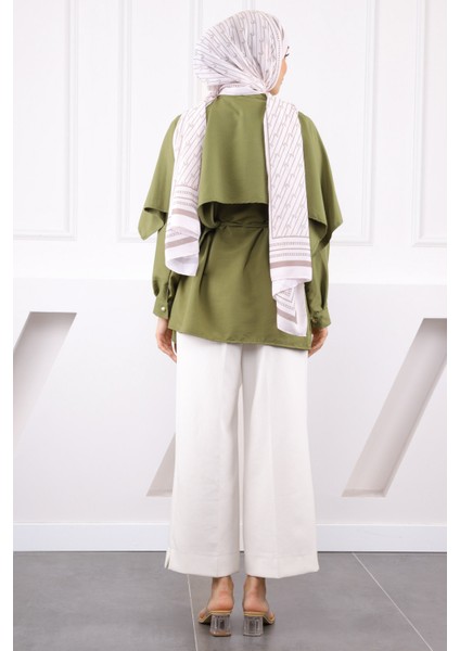 Haki Pelerin Detaylı Hakim Yaka Gömlek fırsatları