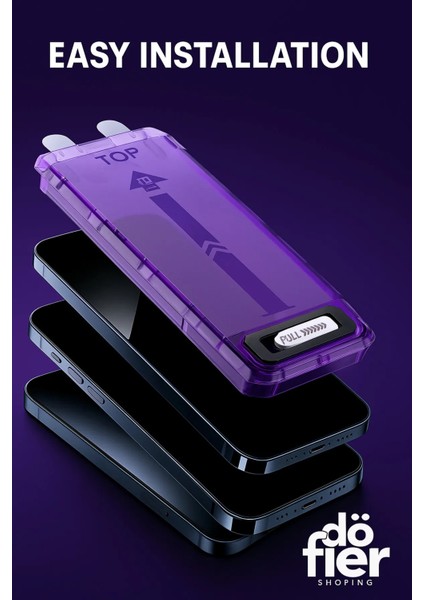 Apple iPhone 13 Pro Max Uyumlu Kırılmaz Cam Ekran Koruyucu + Kolay Uygulama Aparatı Tam Uyumlu