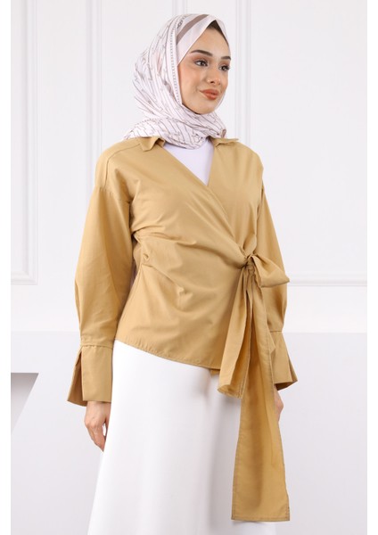 Bisküvi Yandan Bağlamalı Gömlek fırsatları