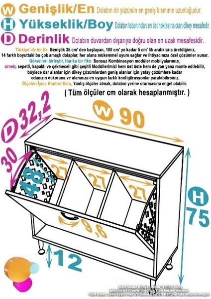 90X75X32,5 Cm' Lik Ultra Geniş 3 Sepet Hazneli Mutfak Dolabı Çok Amaçlı Dolap modelleri