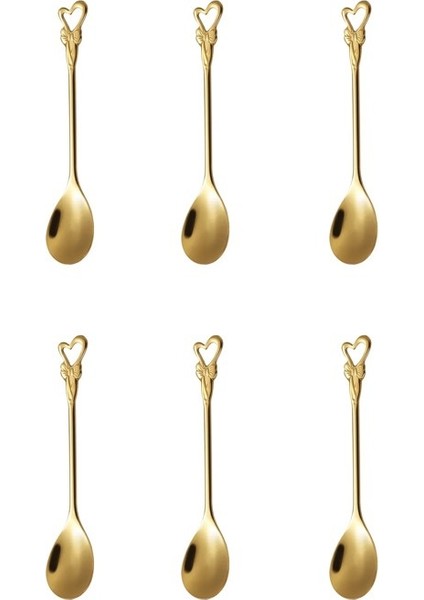 6'lı Golden Bloom Serisi 6'lı Çay Kaşığı Kalp Model