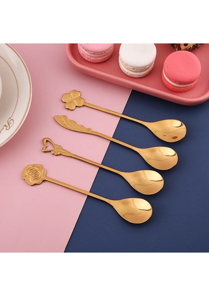 6'lı Golden Bloom Serisi 6'lı Çay Kaşığı Kalp Model