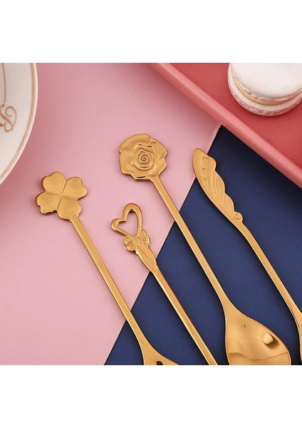 6'lı Golden Bloom Serisi 6'lı Çay Kaşığı Kalp Model
